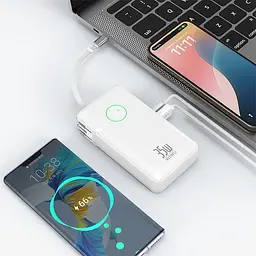 Портативний ЗП Power Bank WIWU Wi-P049 22.5W+PD35W with cable 10000 mAh White - мініатюра 3