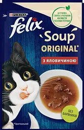 Набір вологого корму для котів Felix Soup з яловичиною 1.44 кг (30 шт. х 48 г) - мініатюра 2