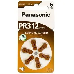 Батарейка Panasonic PR41 / PR312 (1.4V) * 6 (PR-312/6LB)