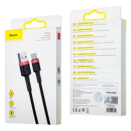 Кабель Baseus cafule Cable USB For Type-C 2A 3m Black+Red - мініатюра 2