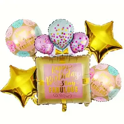 Набір фольгованих кульок "Happy Birthday Stay Fabulous" 5 шт декоративні для свят