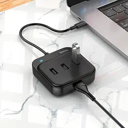 Hub адаптер Hoco Easy 4-in-1 converter HB31 (Type-C to Usb2.0x4) (L=0.2M) - мініатюра 5