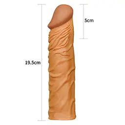 Насадка на пеніс Lovetoy Pleasure X-Tender Penis Sleeve Flesh Add 2 19.5 см коричневий - мініатюра 5