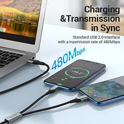 Кабель USB 2.0 AM - 2хType-CM, 1.0 м Y-Splitter Charging Cable 2.4А 480Mbps Aluminum Alloy Vention - миниатюра 7