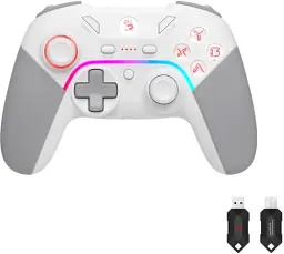Геймпад Bloody GPW70, White/Grey, бездротовий (USB 2.4GHz), для ПК / PS3 / Switch / Android, подвійна вібрація, 600 mAh
