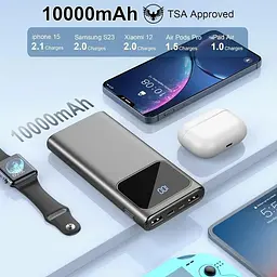 Портативний зарядний пристрій з високою швидкістю 10000 мАг з подвійним струмом і виходом USB C PD15W - мініатюра 6