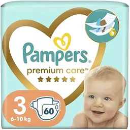 Підгузки Pampers Premium Care Розмір 3 (Midi) 6-10 кг 60 шт