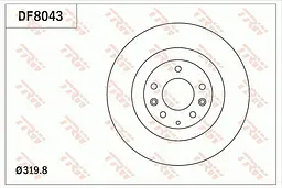 Диск гальмівний вентильований Mazda Cx-9, CX-7, Ford 06-25р TRW (DF8043) - мініатюра 4