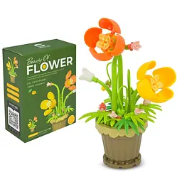 Декоративний конструктор квіти в горщику Beauty of flower із пластику для декору інтер'єру (7229)