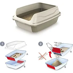 Туалет для котів Georplast Easy із ситом для просіювання наповнювача 56x40x25 см бежево-коричневий - мініатюра 4