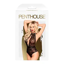 Боді з глибоким декольте та високими трусиками Penthouse - Toxic Powder Black S/M - мініатюра 3
