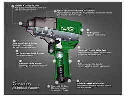 Гайковерт пневматичний TOPTUL 3/4" 1085N/m 8000 об/хв KAAJ2480 - мініатюра 3