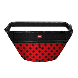 Поясна сумка-бананка для корму та аксесуарів Waudog Textile Шотландка червона, 33х17х10 см (5694)
