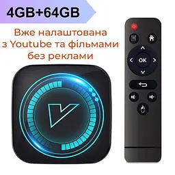 Смарт ТВ приставка Vontar H618 4/64Gb, медіаплеєр Android SmartTV Box 8K HDR, YouTube та фільми без реклами, налаштування Android TV у подарунок