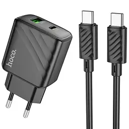 Мережевий зарядний пристрій Hoco CS23A Sunlight dual-port PD30W+QC3.0+cable (Type-C to Type-C) чорний
