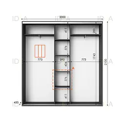Шафа-купе Idea серія 6 200 x 45 x 210 см Антрацит - мініатюра 2