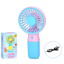Портативний ручний вентилятор Bambi MK 5609Blue з підставкою, 15,5 см, USB - мініатюра 2
