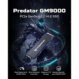 Накопичувач SSD Acer Predator m.2 NVMe 1TB GM9000 PCI-E 5.0 x4 (BL.9BWWR.129) - мініатюра 5