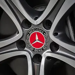 Ковпак колеса Mercedes Червоний з чорним d=75мм пластик 1 шт (ковпачок, заглушка диску) - мініатюра 3