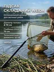 Підсак складаний WEIDA d-70 см, глибина 70 см, довжина 2,5м - мініатюра 5