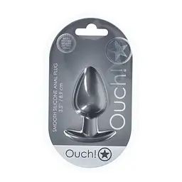 Анальна пробка Ouch! Smooth Anal Plug Metallic L 8.9 см (сірий) - мініатюра 3