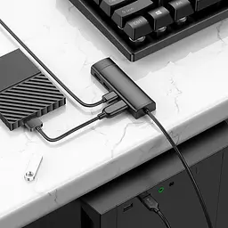 Хаб - концентратор адаптер Hoco HB41 Easy Safety 4-in-1 Hub Usb-A to 4 Usb 3.0 20 см - мініатюра 4