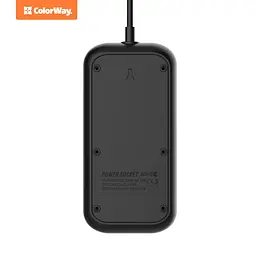 Фільтр мережевий 2 м ColorWay, Black, 6 x євророзетки, 4 x USB до 3.4 A (Super Charge), дріт з міді (до 2500 Вт), 10A, захисні шторки, 312 x 190 x 50 мм (CW-CHE64B) - мініатюра 4