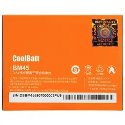 Акумуляторна батарея CoolBatt Xiaomi BM45 Redmi Note 2 3060 мА*год