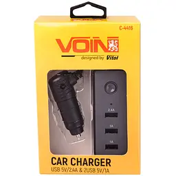 Автомобільний зарядний пристрій Voin 3USB 12/24V - 5V 2.4А + 2х1А кабель 1 м (C-4416) - мініатюра 5