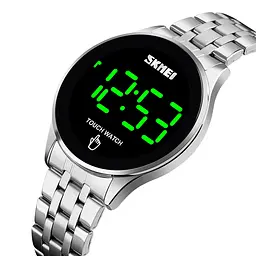 Чоловічий наручний світлодіодний годинник Skmei 1579 light (Сріблястий) - мініатюра 4