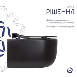 Унітаз підвісний Qtap Taurus Ultra Quiet, з сидінням Slim Duroplast/ Soft-close/ Quick Release QT2433084EUQMB - мініатюра 3