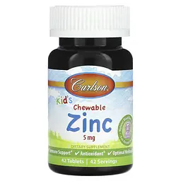 Цинк для детей Kid's Chewable Zinc 5 mg 42 таблетки Carlson vit0004717