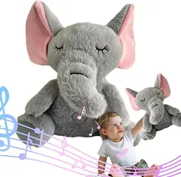 Інтерактивна м'яка іграшка-нічник Elephant, повітропроникний слоник, сірий, заспокійлива плюшева іграшка - мініатюра 2