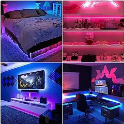 Розумна світлодіодна LED стрічка RGB 5050 з Bluetooth додатком комплект 5 метрів водостійкий від USB підсвічування декоративне Smart UKC - мініатюра 3