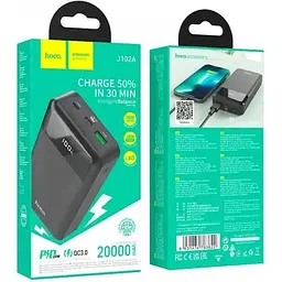 Зовнішній акумулятор Hoco J102A Cool figure power bank 20000mAh чорний 6931474783622 - мініатюра 3