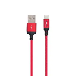 Кабель HOCO X14 USB to iP 2A, 2m, nylon, aluminum connectors чорний-червоний