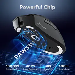 Мишка Attack Shark R1, Wireless/Bluetooth, 18000dpi, (PAW3311), 6кн., Black - мініатюра 5
