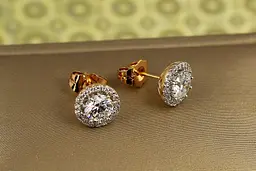 Сережки гвоздики Xuping Jewelry гало сяйва з родієм 9 мм золотисті - мініатюра 2