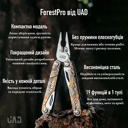 Мультитул UAD ForestPro професійний 19 інструментів камуфляж (UAD-06) - мініатюра 6