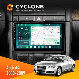 Штатна магнітола Audi A4 2000-2009 Cyclone C9-013 4x64 DSP 4G Cyclone (НФ-00007185)