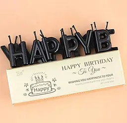 Свічки для торта "Happy Birthday" набір букв чорні, декоративні свічки напис для дня народження, святкові свічки літери - мініатюра 3