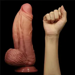 Фалоімітатор LoveToy Dual layered Platinum Silicone 24.5 см тілесний - мініатюра 11
