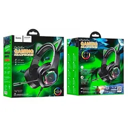 Навушники Hoco Cute cat luminous cat ear gaming headphones W107 elf 6931474791252 - мініатюра 3