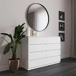Комод Vays R-8 Білий, 8 шухляд без ручок, ЛДСП, 140×40×98 см - для спальні, вітальні, передпокою