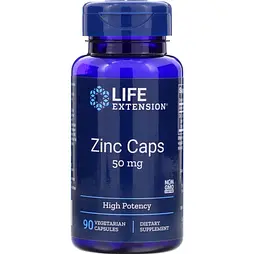 Цинку цитрат, Zinc Caps, високоефективний, 50 мг, 90 капсул Life Extension vit0001667