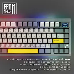 Клавіатура Epomaker TH80 PRO V2 Sea Salt Silent Black механічна бездротова (TH80-PROV2-B-SS) - мініатюра 12
