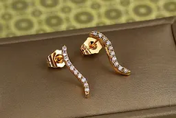Сережки гвоздики Xuping Jewelry хвиляста доріжка 1 см золотисті
