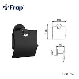 Тримач для туалетного паперу чорний/нержавіюча сталь Frap F30203 1/40, Чорний матовий - мініатюра 4