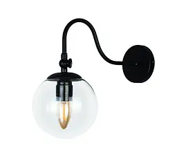 Бра настінне Levistella 756WPR150F3-1 BK+CL, E27, 150 мм, чорний з прозорим плафоном, сучасний стиль