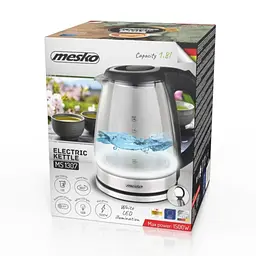 Скляний електрочайник Mesko MS 1307 (1,8 л, 1500 Вт) з LED-підсвіткою, чорний - мініатюра 6
